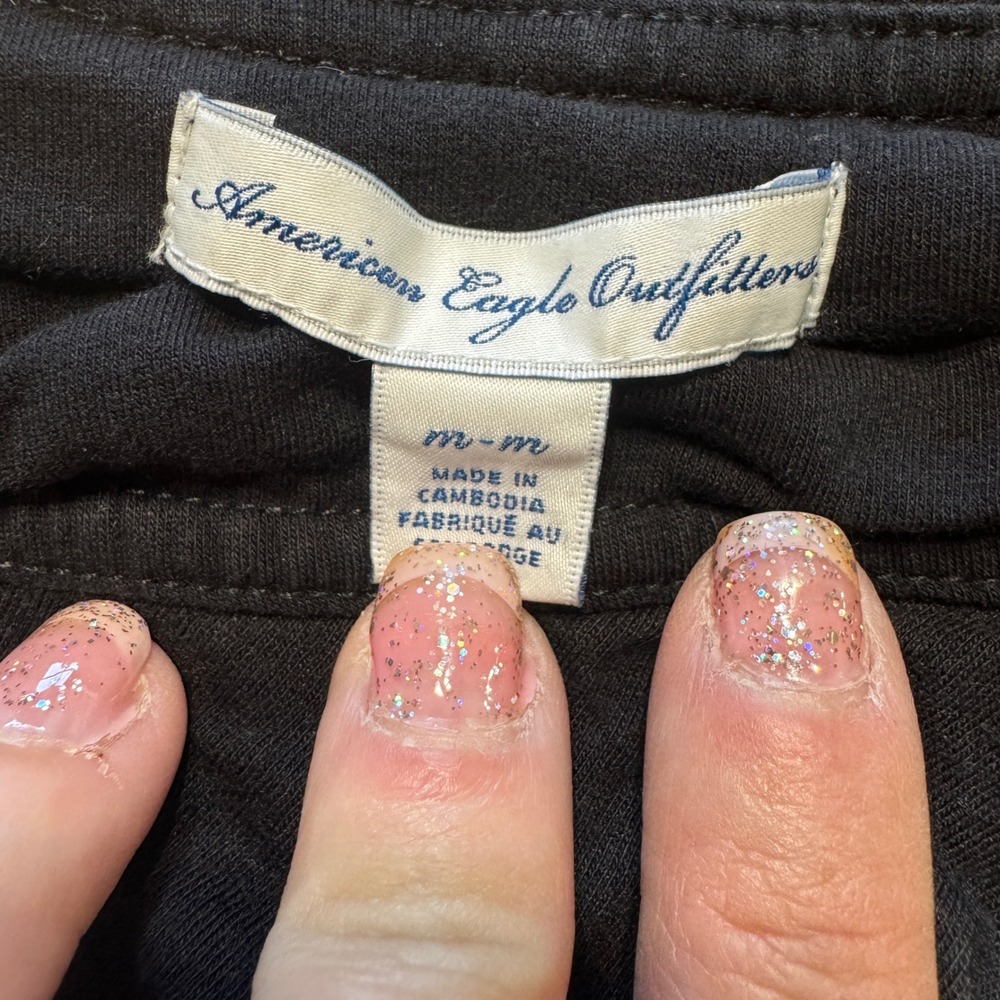 American Eagle Outfitters Women Medium Black Ruffle Strapless Tube Top Y2K Indie - Picture 2 of 3
